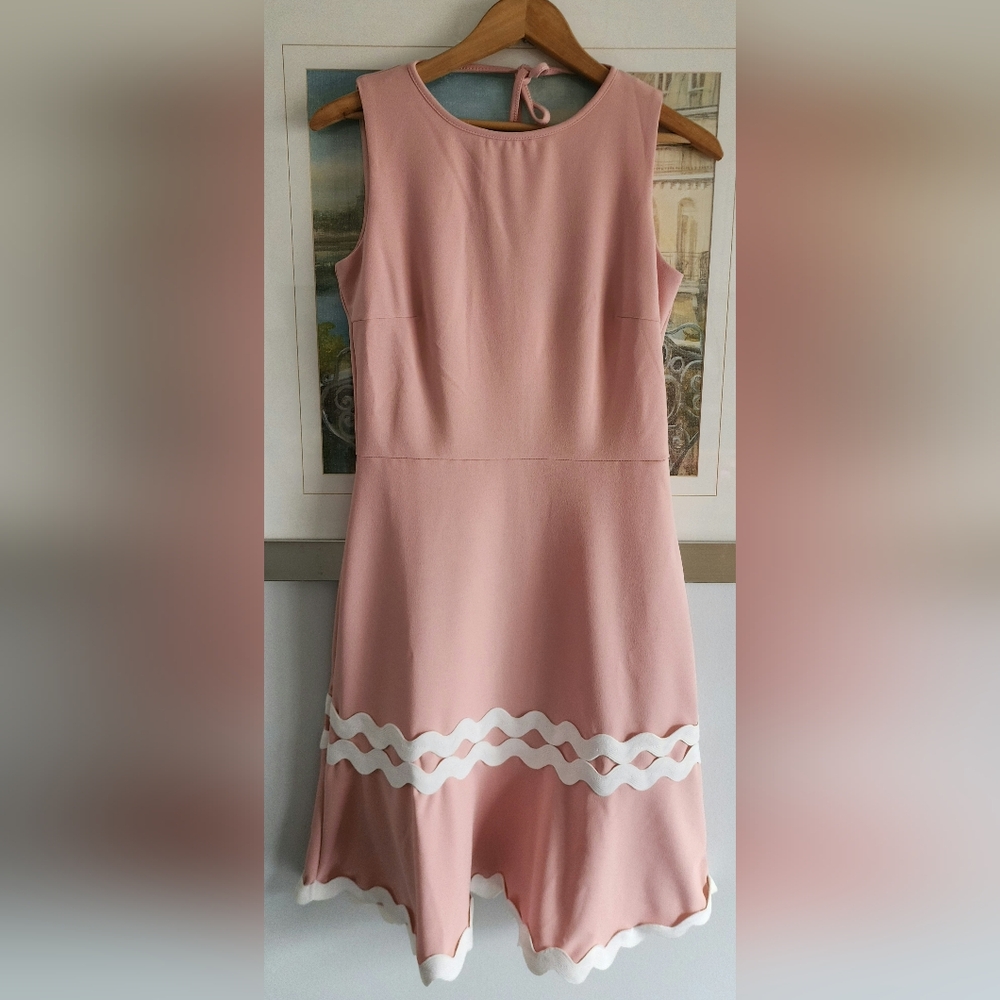 Pink Sleeveless Dress with White Trim